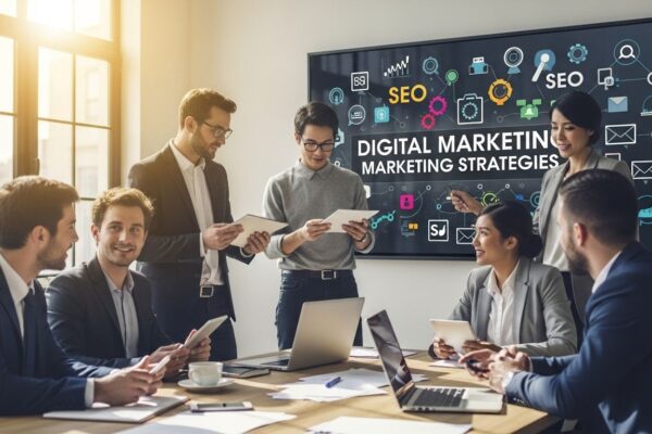 10 Essential Digital Marketing Strategies List for Success digital marketing strategies team, office collaboration, marketing planning